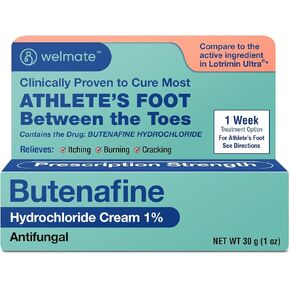WELMATE - Athletes Foot Treatment Extra Strength - Antifungal Cream - Butenafine Hydrochloride - Relief from Ringworm, Athlete's Foot & Jock Itch - Foot Care - Nail Fungus Treatment for Toenail - 1oz