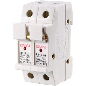 uxcell DIN Rail Mount Fuse Holder 2 Pole RT18-32 10mmx38mm with Indicator Light White