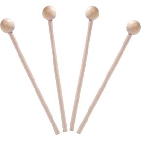 4 Pieces 7.87 Inch Length Round Head Wooden Mallets Percussion Sticks Drum Stick Mallet Hammer Drum Mallet Lollipop Drum Mallet Wooden Mallets Percussion Sticks for Energy Chime Xylophone Wooden Block