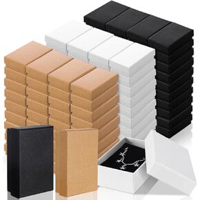 100 Pcs Cardboard Gift Boxes Bulk Paper Jewelry Boxes for Necklace Earring Bracelet Storage Packaging Display(Brown, Black, White,3.2x2x1.2in)