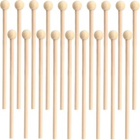Foraineam 30 Pieces Wood Mallets Small Musical Drumsticks, 8.2 Inch Wooden Drum Sticks Percussion Mallets for Hand Drum, Glockenspiel, Xylophone, Chime, Woodblock and Bells in Kuwait