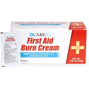 CareAll First Aid Burn Cream 0.9g Packets (Pack of 144) Pain Relieving First Aid Cream for Temporary Relief of Pain from Minor Burns, Cuts, and Scrapes with Benzalkonium Chloride and Lidocaine HCI