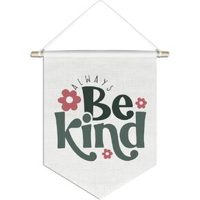 Be Kind Canvas Hanging Pennant Flag Banner,Kid's Room Wall Sign Decor for Nursery Bedroom Playroom Front Door,Gift for Baby Kids Girl Boy Girl Teen