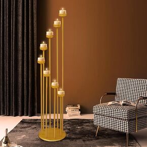 Black Candelabra Candle Holder 46" Height, Candle Holder 9 Arm, Floor Candle Holders, Candelabra for Wedding Party Decoration