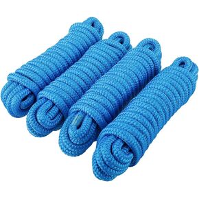 Amarine Made Dock Line,Double Braided Nylon Dock Lines 3300 lbs Breaking Strength (L:15 ft. D:3/8 inch Eyelet: 10 inch) 4 Pack Marine Mooring Rope Boat Dock Lines Working Load Limit:660 lbs