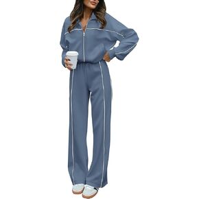 BTFBM Women's Two Piece Tracksuit Fall 2024 Long Sleeve Zip Up Sweatshirt Long Pants Outfits Jogger Sweatsuit Sets