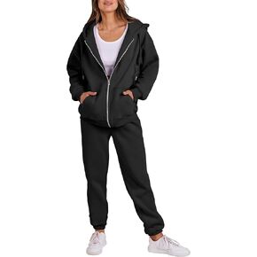 ANRABESS Womens 2 Piece Outfits Sweatsuits Oversized Zip Up Sweatshirt Jogger Sweatpants Tracksuit Sweat Lounge Matching Set