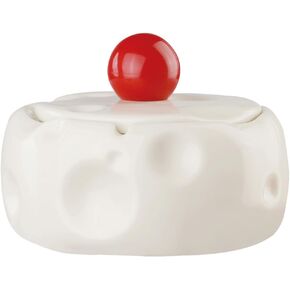 Ceramic Canister Jar with Lid for Home, Office Decoration, Anti-Skid Cream Shaped Ceramic Container for Outdoor and Indoor Tabletop Decor (Silvery)