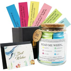 Bible Verse Jar, Read Me When Bible Verses Jar for Emotions and Feelings, The Hope Scripture Christian Jar with Colored Bible Verse, Bible Study Supplies, Faith Based Christian Gifts for Women Men