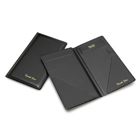 Premium Restaurant Check Presenters - 10 Pack - 5.25" x 9" Guest Check Card Holder, Restaurant Supplies for Servers, Waiter, Waitress, Bar, Black with Gold Thank You and Hand Stitched Cover
