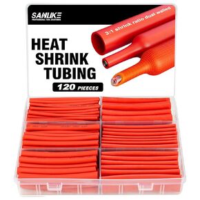 Sanuke 230pcs Heat Shrink Tubing Kit, 3:1 Dual Wall Tube, Strong Adhesive Lined Marine Shrink Tubing - 1.77" Length 6 Large Sizes 1/8"-3/4" (Black/Red)