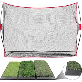 شبكة ضرب جولف مقاس 10 × 7 بوصات من Champkey مع بساط ضرب جولف ضخم مقاس 16 × 25 بوصة - إطار فولاذي عالي التحمل وشبكة جولف للتدريب على 5 طبقات بدون عقد in Kuwait