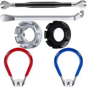 6Pcs Bicycle Spoke Wrench Kit Dual-Headed Spoke Wrench with Bike Wheel Rim Correct Kit for Adjust Road and Mountain Bike Wheel Tension Repair Tools