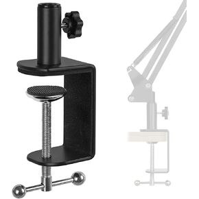 Heavy-duty Table Mount Clamp, Metal Desk Clamp for Microphone Stand Mic Boom Arm C Mounting Clamp with Adjustable Screw, Fits up to 2.24"/5.7cm Desktop Thickness