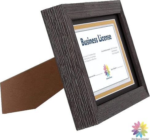 MBC MAT BOARD CENTER، إطار رخصة عمل احترافي بني داكن، حامل معلق وحامل، زجاج مقسى (إطار 5 × 10 لصورة 4 × 9 مع حصيرة مزدوجة سوداء فوق ذهبية) in Kuwait