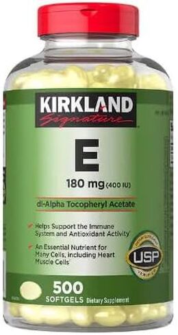 Kirkland Signature Vitamin E 180 mg- 500 Softgels 400 IU #98211 Premium Pills case in Saudi Arabia