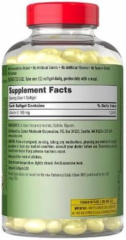 Kirkland Signature Vitamin E 180 mg- 500 Softgels 400 IU #98211 Premium Pills case in Saudi Arabia