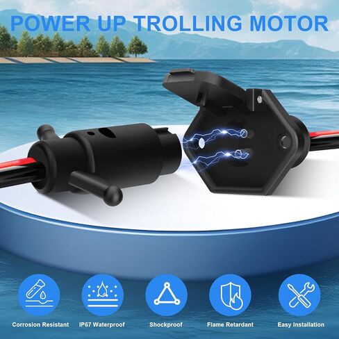 قابس ومقبس محرك التصيد 12 فولت/24 فولت، موصل محرك التصيد 8 سلك AWG ذكر وأنثى متوافق مع قارب بحري يخت كاياك مين كوتا دليل المحرك نيوبورت، مجموعة مقبس توصيل سريع مقاوم للماء in Kuwait