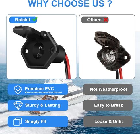 قابس ومقبس محرك التصيد 12 فولت/24 فولت، موصل محرك التصيد 8 سلك AWG ذكر وأنثى متوافق مع قارب بحري يخت كاياك مين كوتا دليل المحرك نيوبورت، مجموعة مقبس توصيل سريع مقاوم للماء in Kuwait