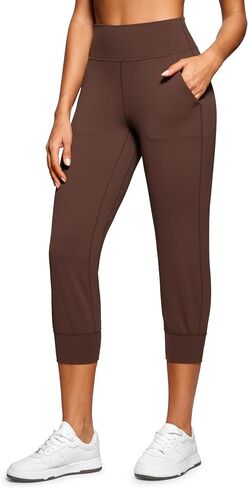 CRZ YOGA Womens Butterluxe High Waist Cropped Joggers 23" - Lounge Workout Leggings Yoga Capris Pants Pockets Buttery Soft in Saudi Arabia