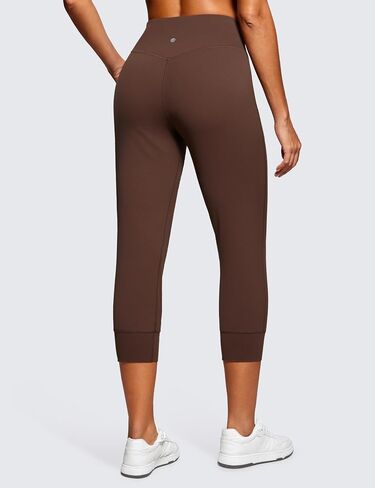CRZ YOGA Womens Butterluxe High Waist Cropped Joggers 23" - Lounge Workout Leggings Yoga Capris Pants Pockets Buttery Soft in Saudi Arabia