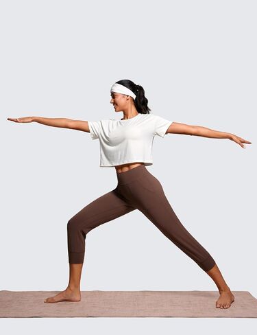 CRZ YOGA Womens Butterluxe High Waist Cropped Joggers 23" - Lounge Workout Leggings Yoga Capris Pants Pockets Buttery Soft in Saudi Arabia
