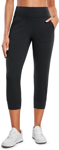 CRZ YOGA Womens Butterluxe High Waist Cropped Joggers 23" - Lounge Workout Leggings Yoga Capris Pants Pockets Buttery Soft in Saudi Arabia