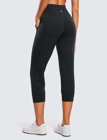 CRZ YOGA Womens Butterluxe High Waist Cropped Joggers 23" - Lounge Workout Leggings Yoga Capris Pants Pockets Buttery Soft in Saudi Arabia