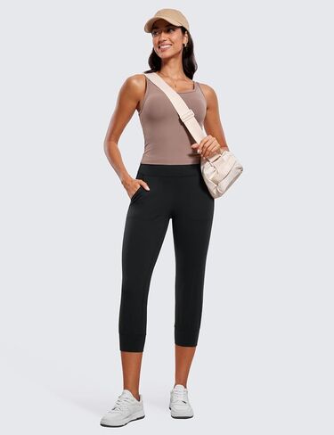 CRZ YOGA Womens Butterluxe High Waist Cropped Joggers 23" - Lounge Workout Leggings Yoga Capris Pants Pockets Buttery Soft in Saudi Arabia