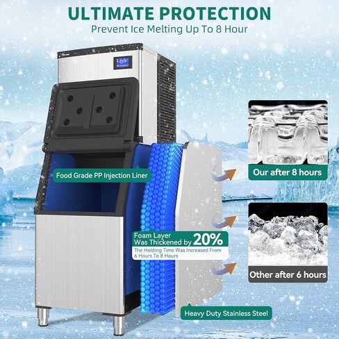 YITAHOME Commercial Ice Maker Machine 400LBS/24H with 250 LBS Storage Bin, Upgraded Compressor, Auto Self-Cleaning, 1000W Stainless Steel Industrial Ice Machine for Restaurant Business Cafe Shop in Saudi Arabia