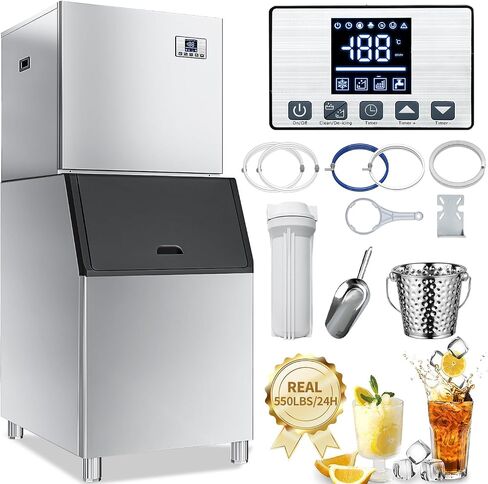 YITAHOME Commercial Ice Maker Machine 400LBS/24H with 250 LBS Storage Bin, Upgraded Compressor, Auto Self-Cleaning, 1000W Stainless Steel Industrial Ice Machine for Restaurant Business Cafe Shop in Saudi Arabia