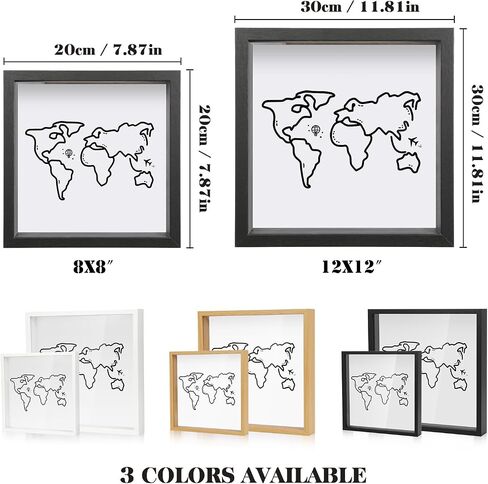 Ronlap Travel Adventure Archive Shadow Box for Memories, Travel Shadow Boxes Display Cases with Slot on Top Top Loading Travel Memory Box for Keepsakes Life in a Shadow Box Travel Frame, Black, 8x8in in Saudi Arabia