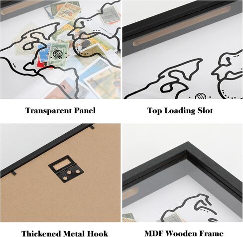 Ronlap Travel Adventure Archive Shadow Box for Memories, Travel Shadow Boxes Display Cases with Slot on Top Top Loading Travel Memory Box for Keepsakes Life in a Shadow Box Travel Frame, Black, 8x8in in Saudi Arabia