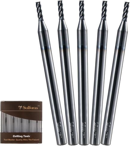 3/16" Carbide Square Nose End Mill Set (5 Pcs), 4 Flute CNC Mill Bits Tools for DIY & Professional, Solid Carbide Cutter (Tungsten Carbide + Cobalt) for Milling Steel and Metals (5Pcs, 3/16) in Saudi Arabia