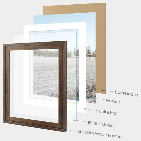 Space Art Deco، إطار ملصق خشبي مقاس 13 × 19 بني داكن - عرض صور مقاس 11 × 17 مع حصيرة أو 13 × 19 بدون حصيرة، إطار معرض حائط أفقي أو عمودي مع زجاج حقيقي للأعمال الفنية (عبوتان) in Kuwait