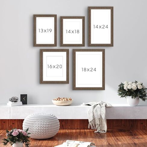 Space Art Deco، إطار ملصق خشبي مقاس 13 × 19 بني داكن - عرض صور مقاس 11 × 17 مع حصيرة أو 13 × 19 بدون حصيرة، إطار معرض حائط أفقي أو عمودي مع زجاج حقيقي للأعمال الفنية (عبوتان) in Kuwait