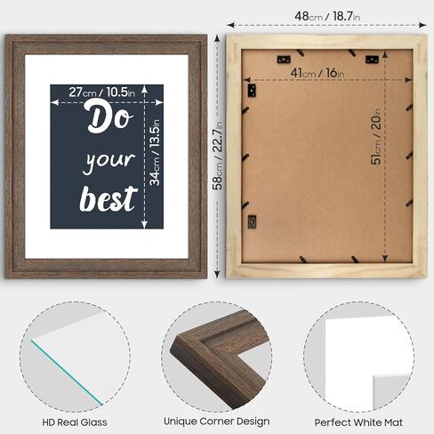 Space Art Deco، إطار ملصق خشبي مقاس 13 × 19 بني داكن - عرض صور مقاس 11 × 17 مع حصيرة أو 13 × 19 بدون حصيرة، إطار معرض حائط أفقي أو عمودي مع زجاج حقيقي للأعمال الفنية (عبوتان) in Kuwait