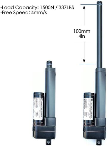 1500N / 330LBS محرك خطي 12 فولت تيار مستمر مع دعامات تثبيت، مشغل حركة خطية 4 بوصة، محرك المحرك الخطي Zikepa لرفع منصة أتمتة المنزل الزراعي الصناعي، توقف مجاني in Kuwait