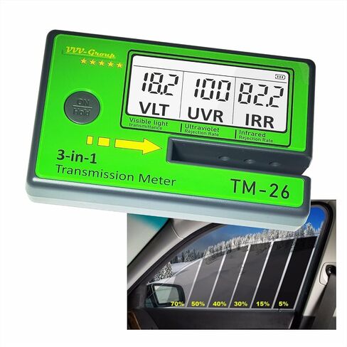 Tint Meter TM-26 for side Car Window/Film Glass Transmission Reader/Tester Checker Measure Enforcer Gauge for Cars UV/IR Rejection Rate Best Professional Spectrum Tester in Saudi Arabia