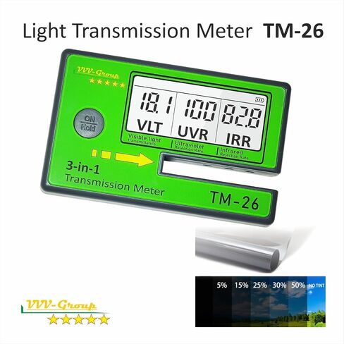 Tint Meter TM-26 for side Car Window/Film Glass Transmission Reader/Tester Checker Measure Enforcer Gauge for Cars UV/IR Rejection Rate Best Professional Spectrum Tester in Saudi Arabia