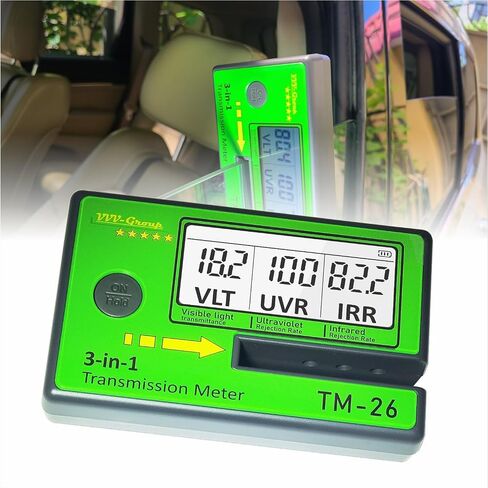 Tint Meter TM-26 for side Car Window/Film Glass Transmission Reader/Tester Checker Measure Enforcer Gauge for Cars UV/IR Rejection Rate Best Professional Spectrum Tester in Saudi Arabia