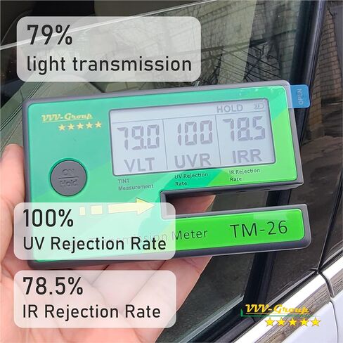 Tint Meter TM-26 for side Car Window/Film Glass Transmission Reader/Tester Checker Measure Enforcer Gauge for Cars UV/IR Rejection Rate Best Professional Spectrum Tester in Saudi Arabia