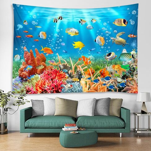 WODEJIA Office Background Room Divider Decor Tapestry,Beach Fishing Boats Aesthetic Wall Fabric Wallpaper for Bedroom, Outdoor Garden Aesthetic 3D Tapestries Size 78 * 59 in Saudi Arabia