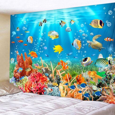 WODEJIA Office Background Room Divider Decor Tapestry,Beach Fishing Boats Aesthetic Wall Fabric Wallpaper for Bedroom, Outdoor Garden Aesthetic 3D Tapestries Size 78 * 59 in Saudi Arabia