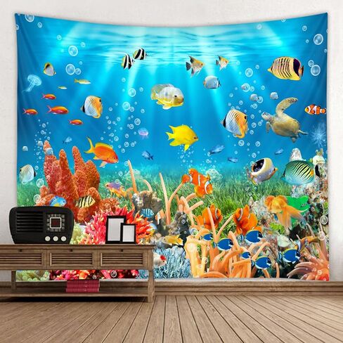 WODEJIA Office Background Room Divider Decor Tapestry,Beach Fishing Boats Aesthetic Wall Fabric Wallpaper for Bedroom, Outdoor Garden Aesthetic 3D Tapestries Size 78 * 59 in Saudi Arabia