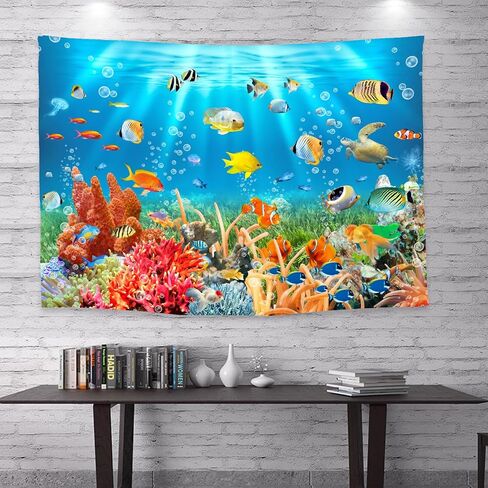 WODEJIA Office Background Room Divider Decor Tapestry,Beach Fishing Boats Aesthetic Wall Fabric Wallpaper for Bedroom, Outdoor Garden Aesthetic 3D Tapestries Size 78 * 59 in Saudi Arabia