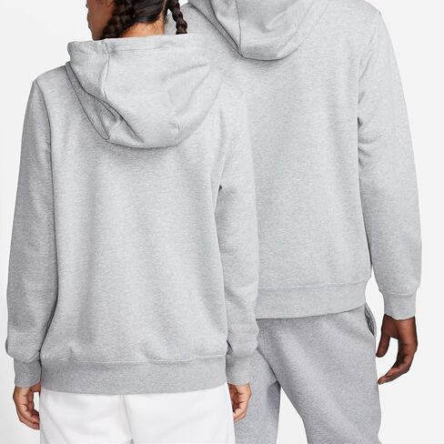 سترة بغطاء للرأس بسحاب كامل للنساء من Nike Sportswear Club Fleece (AS1، ألفا، كبير، عادي، عادي، رمادي داكن هيذر/أبيض) in Saudi Arabia