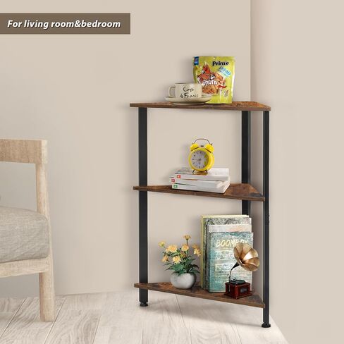 رف زاوية صغير، خزانة كتب ذات 3 طبقات، حامل رف زاوية قائم عتيق، عرض الزاوية ورف تخزين لغرفة النوم، وغرفة المعيشة، والمطبخ، والحمام، والمدخل، والمكتب، ومساحة صغيرة باللون البني in Kuwait