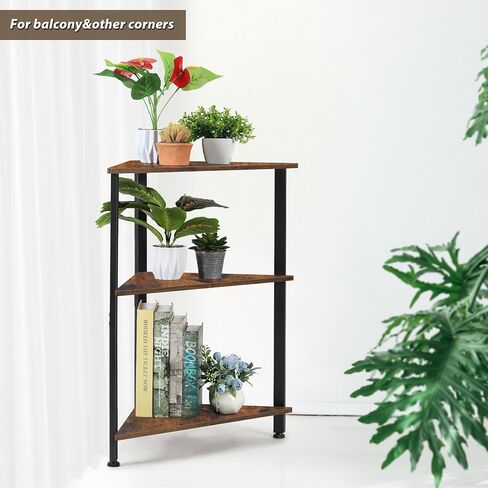 رف زاوية صغير، خزانة كتب ذات 3 طبقات، حامل رف زاوية قائم عتيق، عرض الزاوية ورف تخزين لغرفة النوم، وغرفة المعيشة، والمطبخ، والحمام، والمدخل، والمكتب، ومساحة صغيرة باللون البني in Kuwait