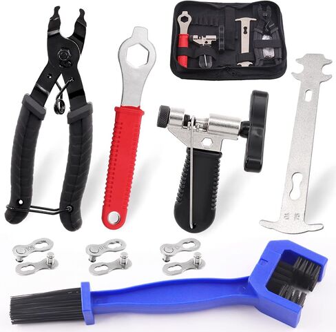 12Pcs Bike Chain Repair Tool Kit, Bike Link Pliers, Bike Chain Breaker Splitter, Bike Chain Wear Indicator, Bike Crank Extractor, Brush, Bicycle Chain Links for 6/7/8/9/10 Speed Bike Repair in Saudi Arabia